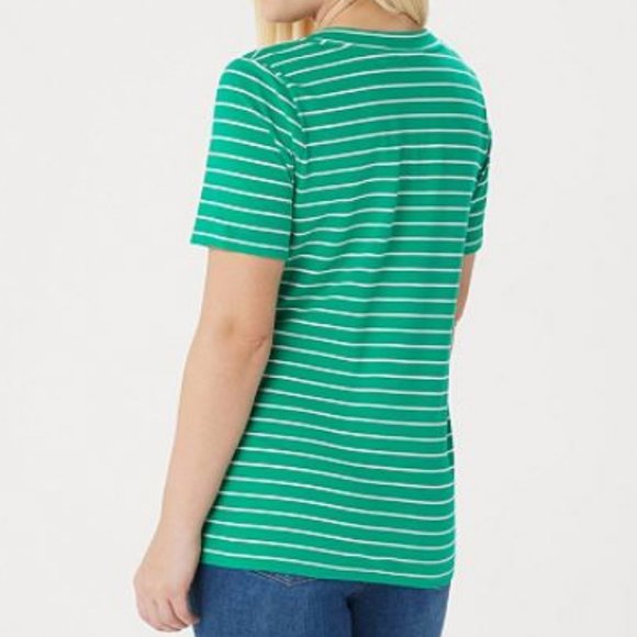 Denim & Co Striped Perfect Jersey Short Sleeve Top - Picture 2 of 2